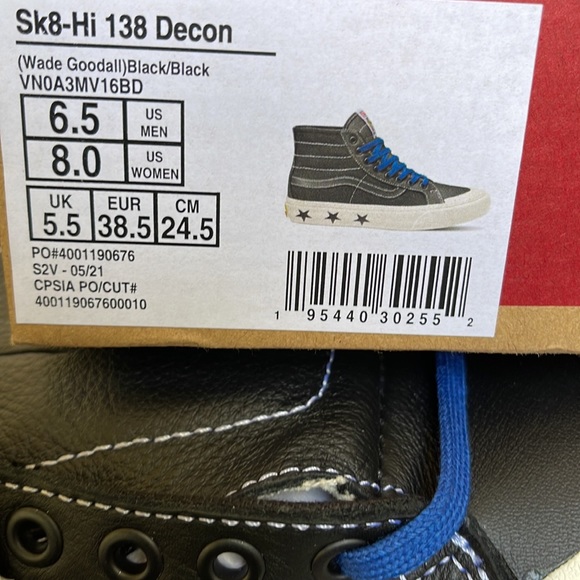 Vans Sk8-Hi 138 Decon Wade Goodall Black/Black MENS - Picture 16 of 16